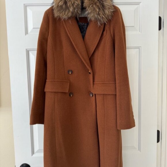 SOIA & KYO - Double Breasted Fur Trim Coat - Picture 3 of 9